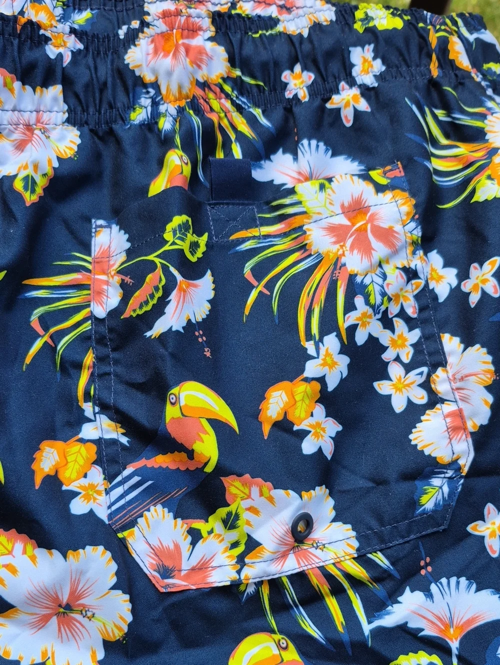 George 2X Navy Tropical and Toucan Swim Trunks Shorts - New